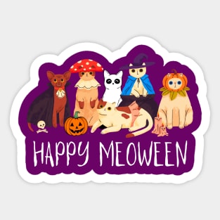 Happy Meoween Creepy Cute Cats Halloween Funny Sticker